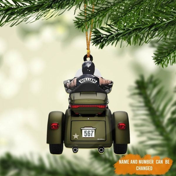 Personalized Biker Man Trike Tri Glide Motorcycle Ornament, Christmas Acrylic Ornament For Biker Man