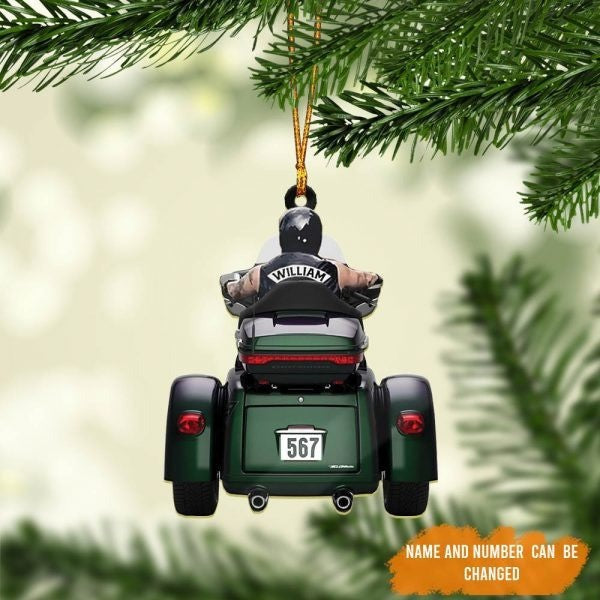 Personalized Biker Man Trike Tri Glide Motorcycle Ornament, Christmas Acrylic Ornament For Biker Man