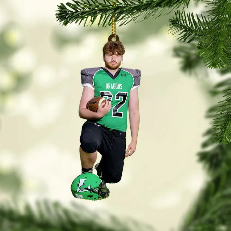Custom Photo Football Player Christmas Ornament, Personalized Shape Acrylic Ornament - Gift For Son, Football Lovers