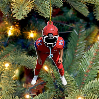 Custom Photo Football Player Christmas Ornament, Personalized Shape Acrylic Ornament - Gift For Son, Football Lovers