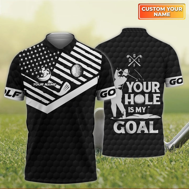 Customized Golf Men Polo Shirt, Swing Golf, Your Hole Is My Goal, Personalized Name Polo Shirt For Men - Perfect Gift For Golf Lovers, Golfers