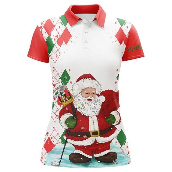 Customized Golf Women Polo Shirt, Personalized Santa Golfer, Christmas Golf Polo Shirts - Perfect Gift For Ladies, Golf Lovers, Golfers