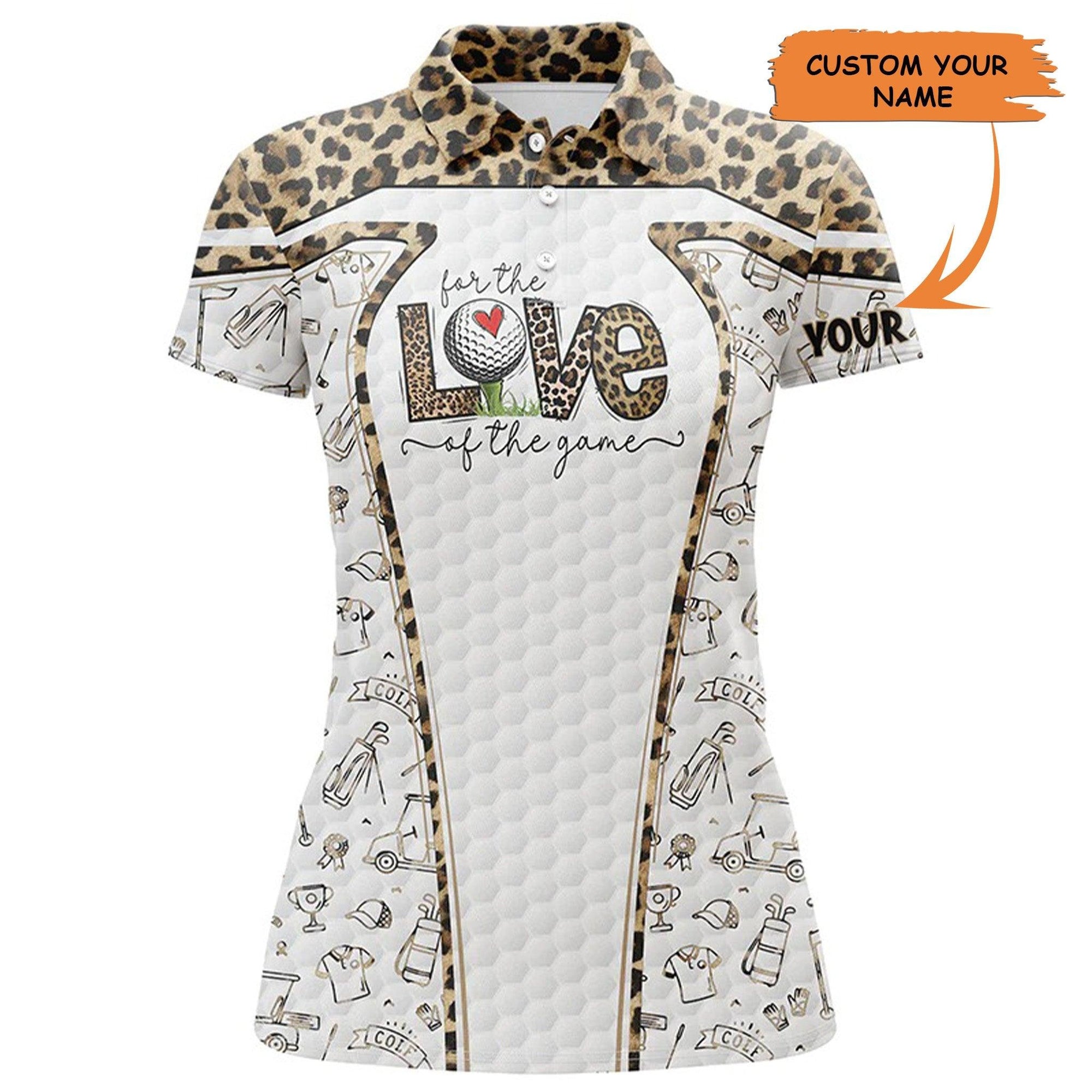 Customized Golf Women Sleeveless Polo Shirts, Personalized The Love Of The Game Leopard Pattern Golf Shirts - Perfect Gift For Ladies, Golf Lovers, Golfers