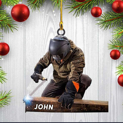 Customized Nam Welder Tool Christmas Arcylic Ornament,  Personalized Acrylic Ornament Welding Supplies For Him
