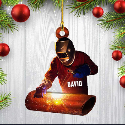 Customized Nam Welder Tool Christmas Arcylic Ornament,  Personalized Acrylic Ornament Welding Supplies For Him
