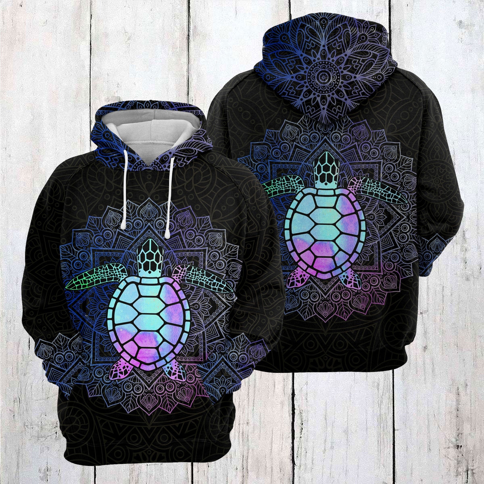 Turtle Mandala Hologram Pullover Premium Hoodie, Perfect Outfit For Men And Women On Christmas New Year Autumn Winter