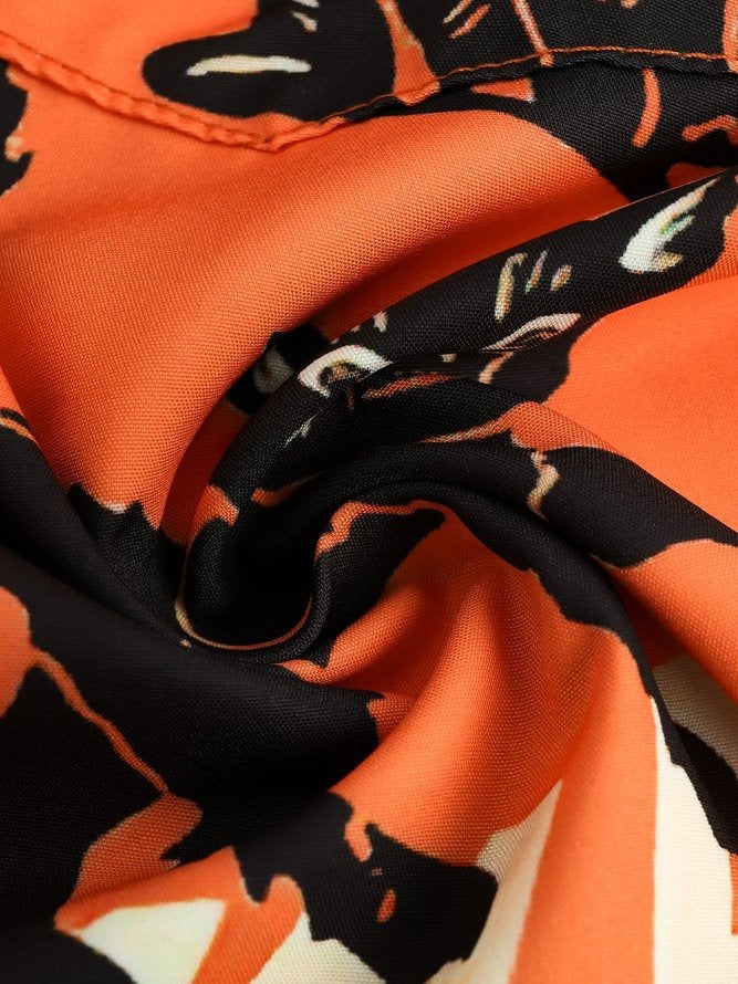 Black Cat Hawaiian Shirt, Halloween Hawaiian Shirt, Black Cat Chest Pocket Hawaiian Shirt For Men & Women - Halloween Gift For Members Family, Friends