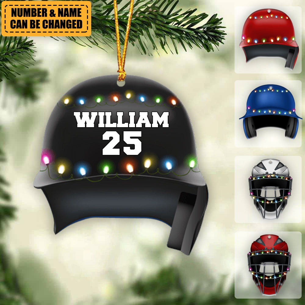 Personalized Baseball Helmet Acrylic Ornament Gift For Baseball Lovers, Baseball Fans - Christmas Ornament Tree Decor