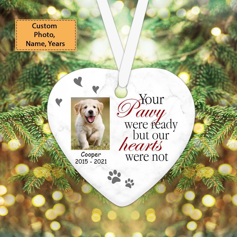 Custom Dog Photo Ceramic Ornament, Custom Pet Photo Ornament, Your Pawy Were Ready - Christmas Ornament Gift For Dog Lovers, Pet Lovers