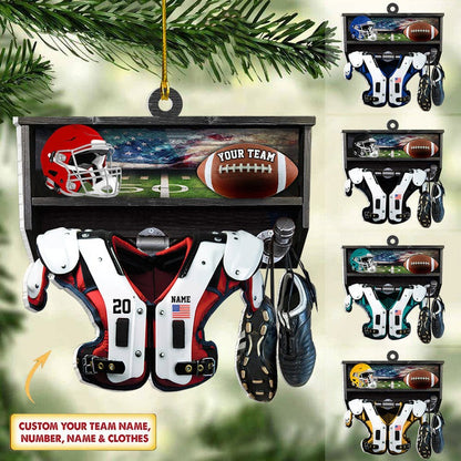 Personalized Acrylic Keychain American Football Christmas Keychain For Football Lovers, Football Player