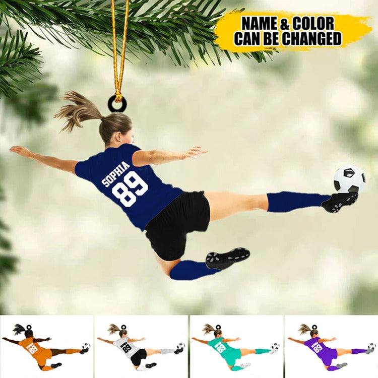 Personalized Girl Soccer Player Acrylic Ornament, Gift For Girl Soccer Players - Best Custom Shape Ornament Christmas Decor