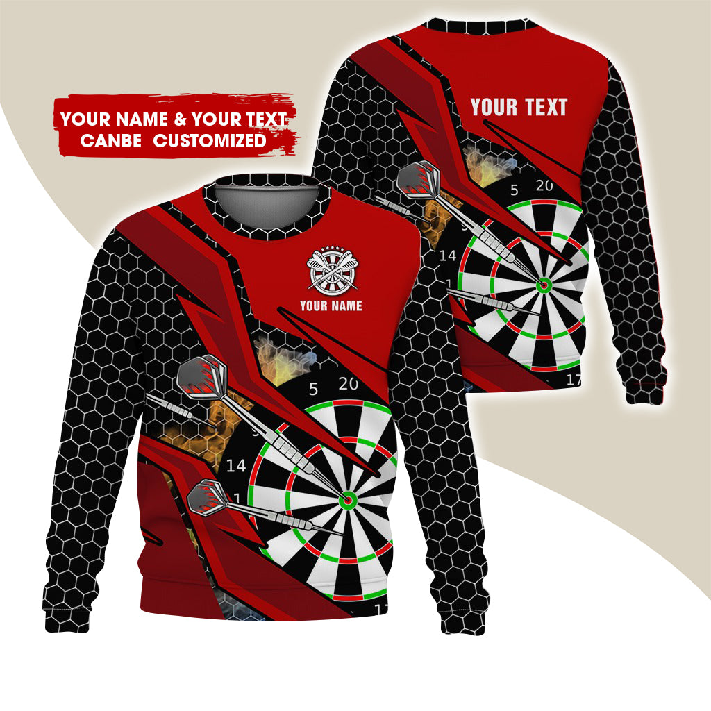 Customized Name & Text Darts Sweatshirt, Personalized Darts Honeycomb Pattern Sweatshirt For Men & Women - Gift For Darts Lovers, Darts Players