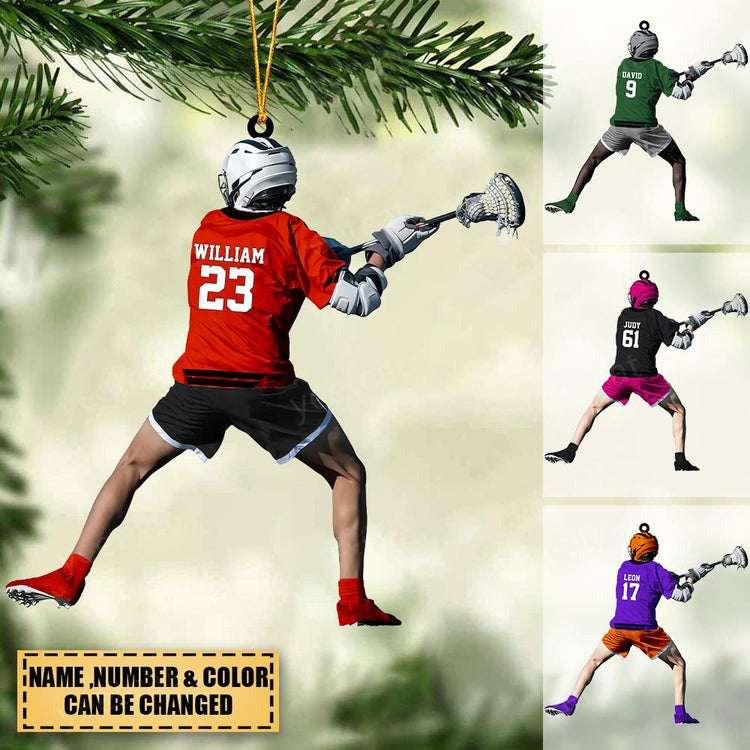 Personalized Lacrosse Players Christmas Ornament, Gift For Lacrosse Lovers - Custom Shape Acrylic Ornament Christmas