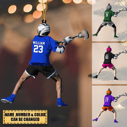 Personalized Lacrosse Man Acrylic Christmas Ornament, Lacrosse Team Gift For Husband, Lacrosse Lovers