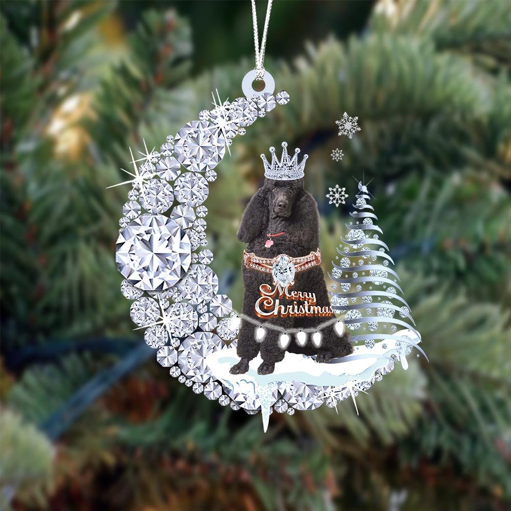 Customized Poodle Diamond Moon Merry Christmas Mica Ornament - Best Gift For Dog Lovers, Dog Owners