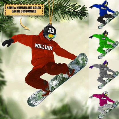 Personalized Snowboarding Athletes, Skis Christmas Ornament - Best Custom Shape Acrylic Ornament Christmas