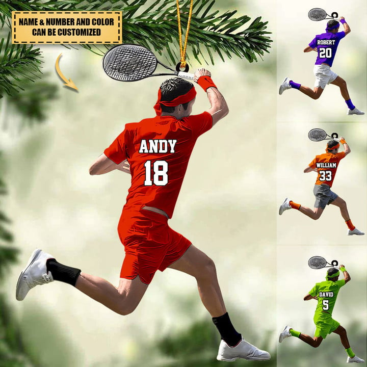 Customized Man Tennis Player Acrylic Christmas Ornament, Gift For Tennis Lovers, Tennis Players, Husband