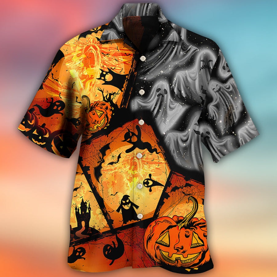 Halloween Ghost Hawaiian Shirt, Halloween Hawaiian Shirt, Pumpkin Scary Hawaiian Shirt For Men & Women - Halloween Gift For Members Family, Friends
