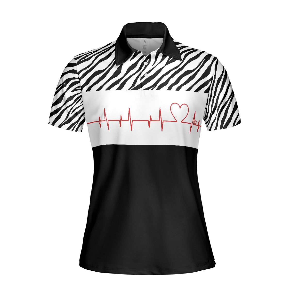 Bowling Women Polo Shirt - Bowling Heartbeat Women Polo Shirt, Zebra Pattern Bowling Polo Shirt - Gift For Wife, Family, Bowling Lovers