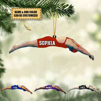 Personalized Girl, Female Swimmer Acrylic Ornament, Gift For Swimming Lovers, Swimmer - Best Custom Shape Ornament Decor Christmas