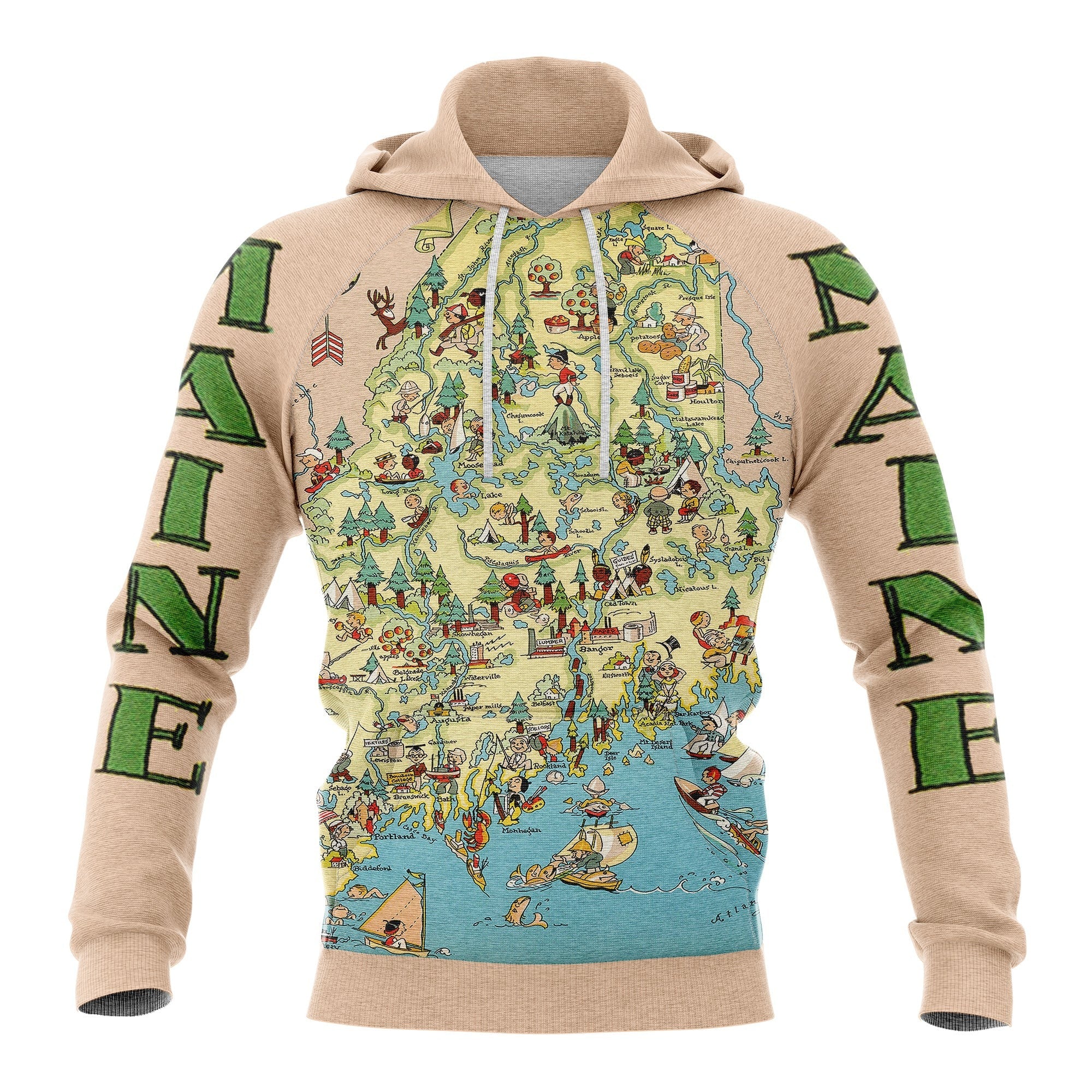 Vintage Maine Map Pullover Premium Hoodie, Perfect Outfit For Men And Women On Christmas New Year Autumn Winter