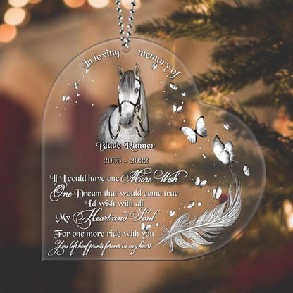 Customized Horse Photo Heart Acrylic Ornament, Custom Memorial Pet Photo Acrylic Ornament - Memorial Gift For Horse Lovers, Pet Lovers