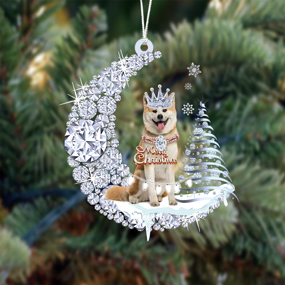 Customized Akita Diamond Moon Merry Christmas Mica Ornament - Best Gift For Dog Lovers, Dog Owners