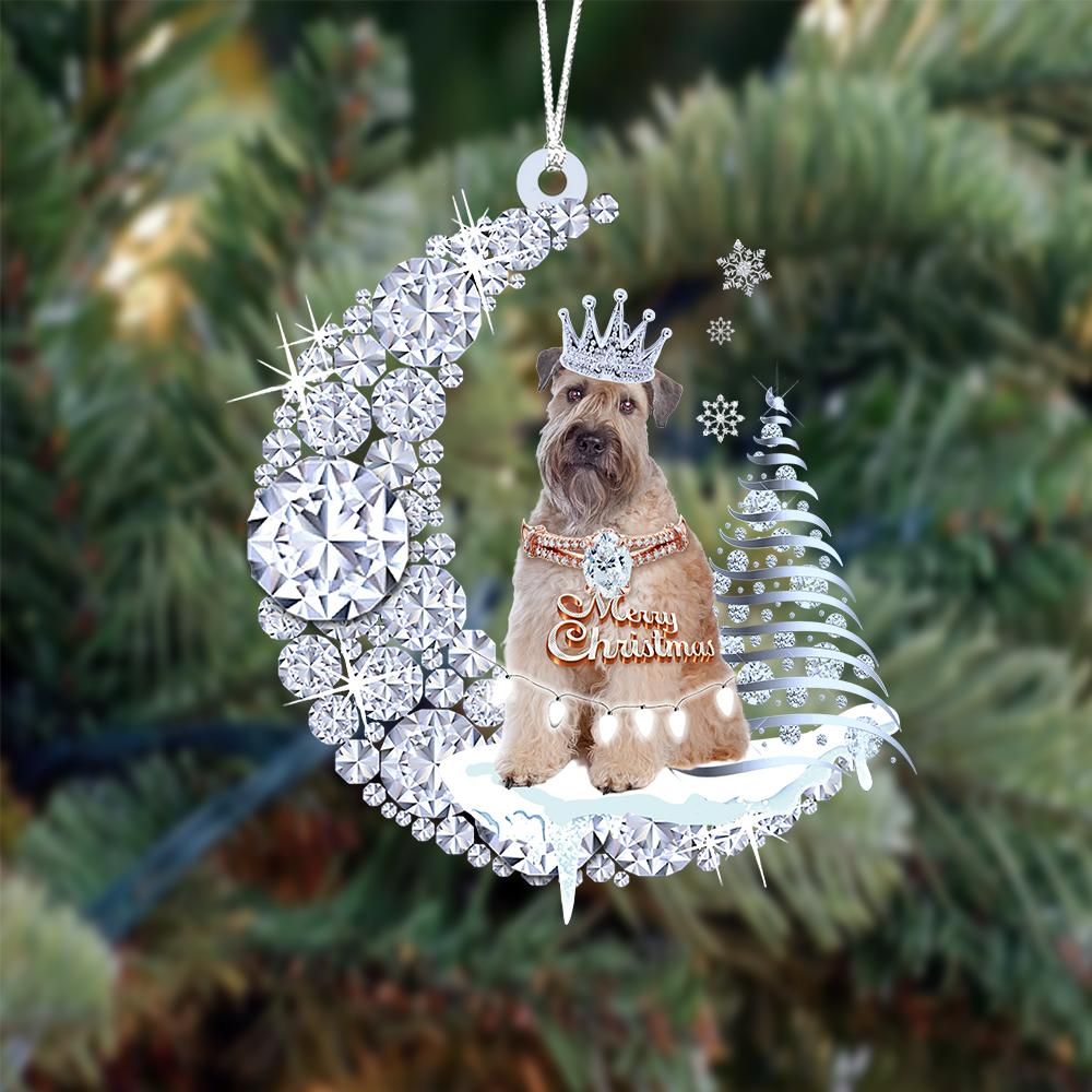 Customized Wheaten Terrier Diamond Moon Merry Christmas Mica Ornament - Best Gift For Dog Lovers, Dog Owners