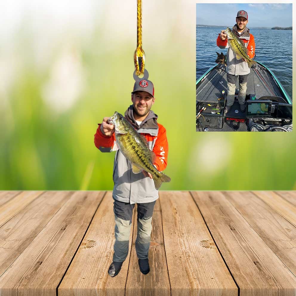 Custom Photo Fishing Ornament, Acrylic Ornament for Fishing Lovers, Gift For Father, Boyfriend