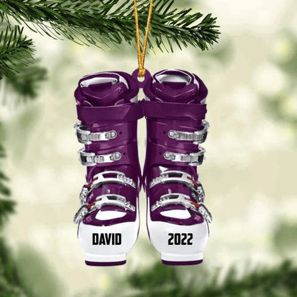Personalized Skiing Roller Skate Christmas Acrylic Ornament, Custom Name Acrylic Ornament For Snowboarding Player
