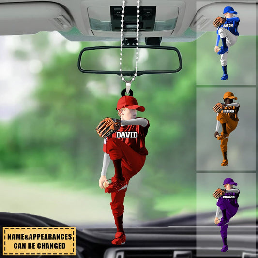 Personalized Baseball Boy Throwing The Ball Car Ornament Gift For Baseball Lovers, Son, Baseball Fans