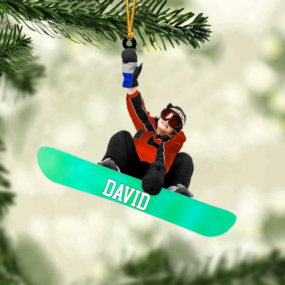 Customized Snowboarding Boy, Skiing Boy Christmas Car Ornament, Gift For Snowboarding Lovers