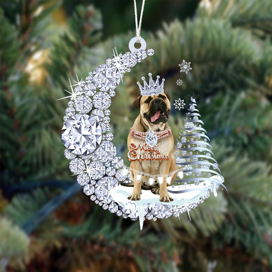 Personalized Mastiff Diamond Moon Merry Christmas Mica Ornament - Best Gift For Dog Lovers, Dog Owners