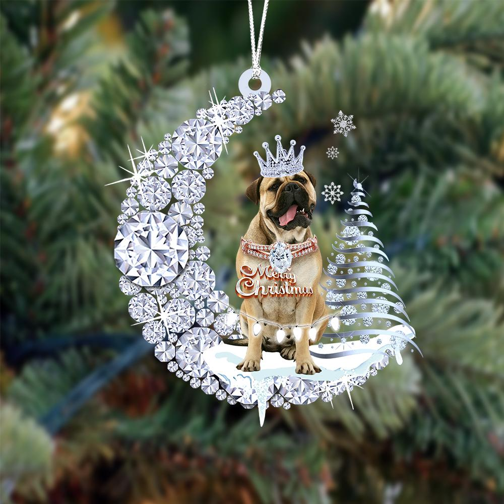 Personalized Mastiff Diamond Moon Merry Christmas Mica Ornament - Best Gift For Dog Lovers, Dog Owners