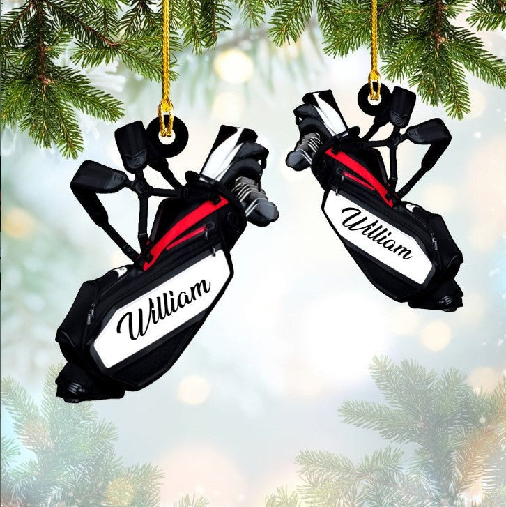 Customized Golf Bags Acrylic Ornament, Golf Cart Ornament For Golf Lovers, Christmas