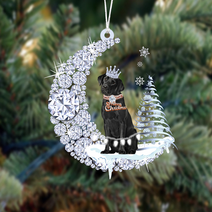 Personalized Golden Retriever Diamond Moon Merry Christmas Mica Ornament - Best Gift For Dog Lovers, Dog Owners