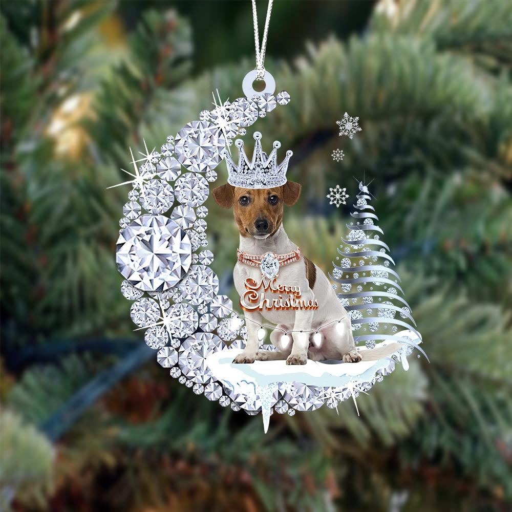 Customized Jack Russell Terrier Diamond Moon Merry Christmas Mica Ornament - Best Gift For Dog Lovers, Dog Owners