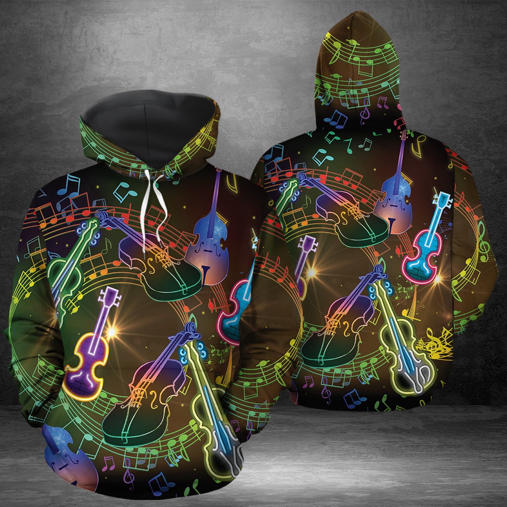 Violin Neon Light Pullover Premium Hoodie, Perfect Outfit For Men And Women On Christmas New Year Autumn Winter