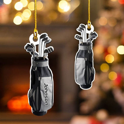Customized Golf Bags Acrylic Ornament, Golf Cart Ornament For Golf Lovers, Christmas