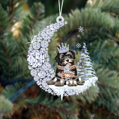 Customized Havanese Diamond Moon Merry Christmas Mica Ornament - Best Gift For Dog Lovers, Dog Owners