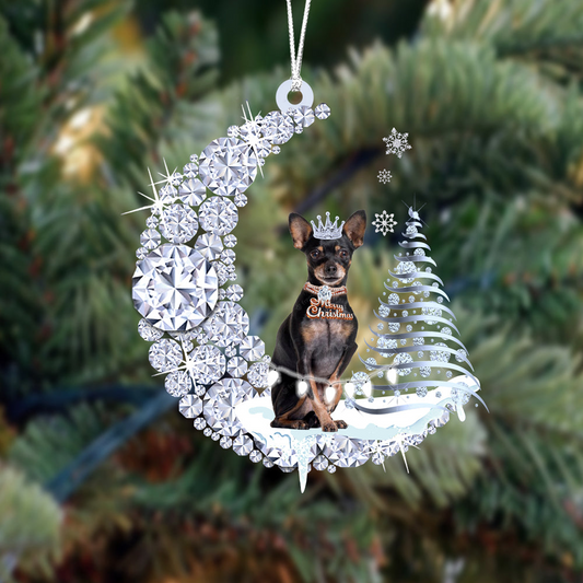 Personalized Mini Pinscher Diamond Moon Merry Christmas Mica Ornament - Best Gift For Dog Lovers, Dog Owners