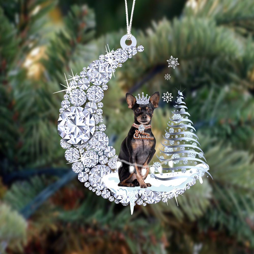 Personalized Mini Pinscher Diamond Moon Merry Christmas Mica Ornament - Best Gift For Dog Lovers, Dog Owners