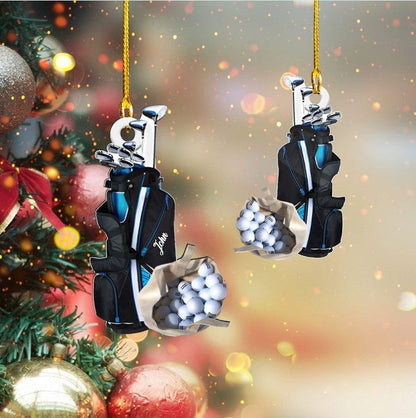 Customized Golf Bags Acrylic Ornament, Golf Cart Ornament For Golf Lovers, Christmas