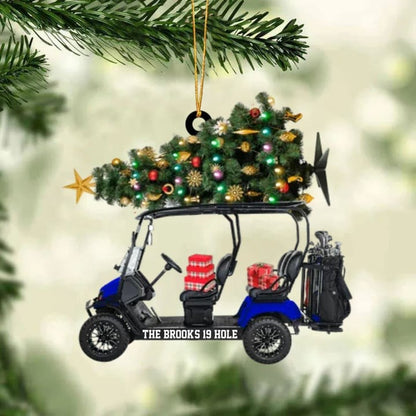 Custom Text Golf Cart Family With Acrylic Christmas Ornament - Christmas Gift For Golfers, Golf Lovers