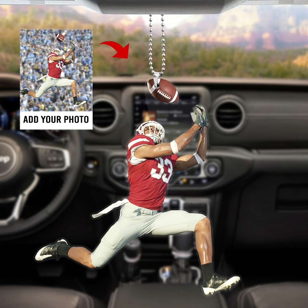 Customized Photo American Football Players Acrylic Car Hanging Ornament Gift For Football Lovers - Christmas Ornament Decor