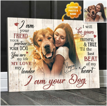 Custom Name & Photo Dog Premium Wrapped Landscape Canvas, I Am Your Dog Personalized Dog Canvas - Perfect Gift For Dog Lovers, Family, Friend