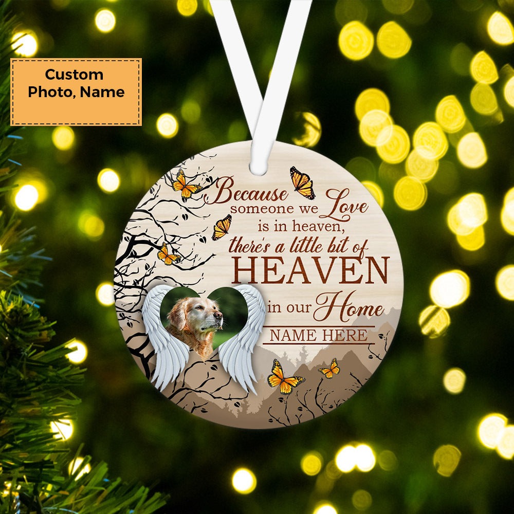 Custom Photo With Dog Ceramic Ornament, Custom Pet Photo Ornament, Heaven In Our Home - Christmas Ornament Gift For Dog Lovers, Pet Lovers