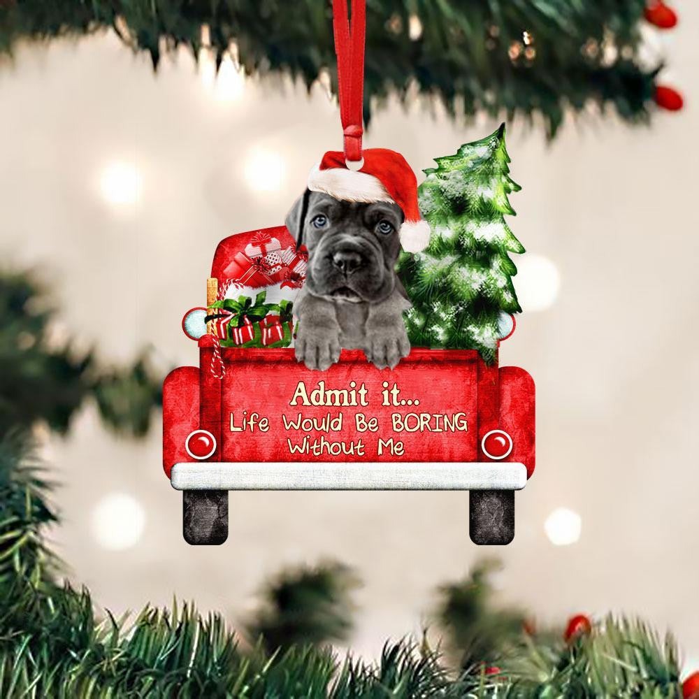 Cane Corso On The Red Truck Acrylic Christmas Ornament - Christmas Gift For Cane Corso Lovers, Dog Lovers