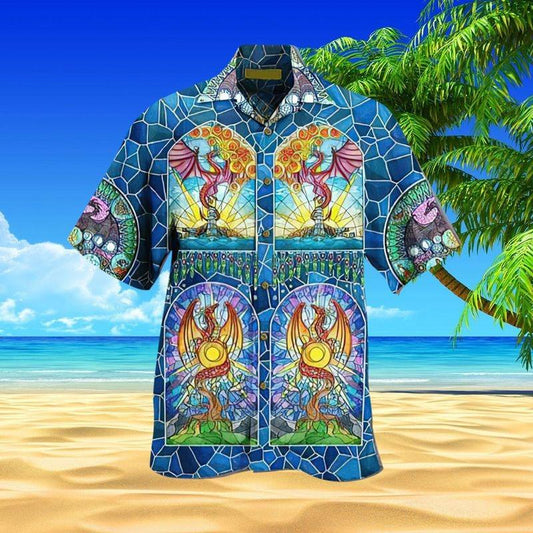 Dragon Aloha Hawaiian Shirt - Cool Dragon Hippie Style Hawaiian Shirt, Fire Dragon Hawaiian Shirt For Men & Women, Dragon Lover - Amzanimalsgift