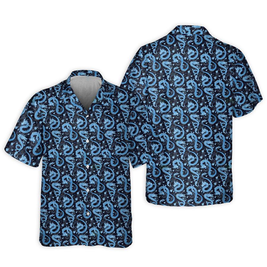 Dragon Aloha Hawaiian Shirt For Summer, Dragon Black And Blue Style Hawaiian Shirts Outfit For Men Women, Dragon Lovers - Amzanimalsgift